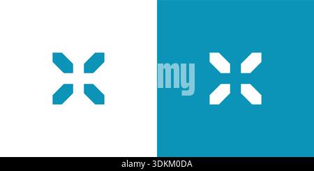 X logo design initials a combination of modern and simple health cross sign Stock Vector