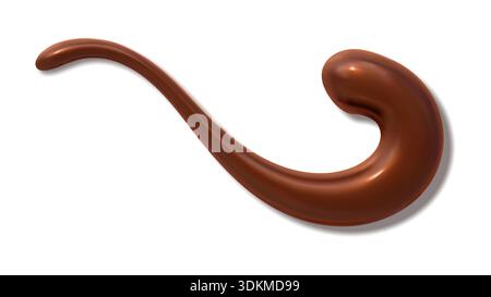 Dark chocolate drizzle, flowing choco syrup swirl Stock Vector