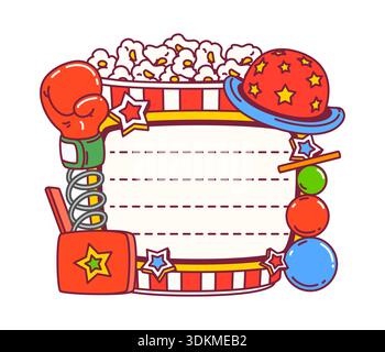 Playful big top tent circus kids memo note frame Stock Vector