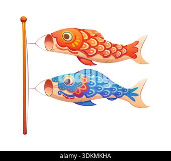 Japanese toy or Koinobori windsock streamer Stock Vector
