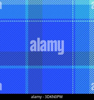 Vibrant blue tartan plaid pattern featuring a seamless blend of cyan and royal blue tones. Perfect for professional backgrounds, fabric textures, and Stock Vector