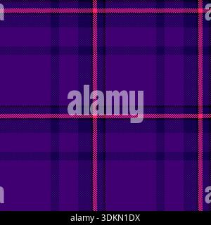 Event tartan vector pattern, greeting textile seamless background. Decorating plaid texture fabric check in violet and indigo colors palette. Stock Vector