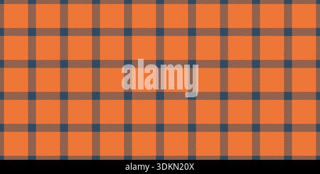 Manufacture plaid seamless tartan, elegance vector texture background. Top pattern fabric textile check in cyan and orange colors palette. Stock Vector