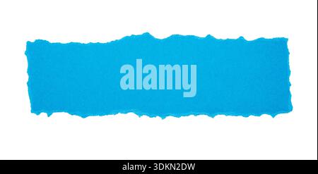 Blue Paper with Torn Edges Isolated on White Background Stock Photo
