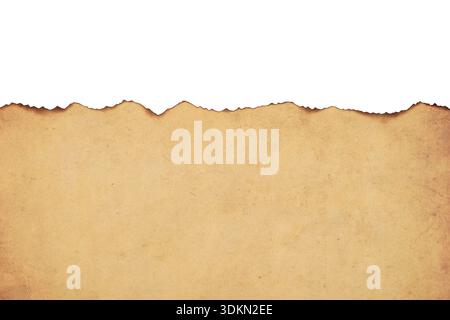 Empty Old Parchment with Burned Edges Isolated on White Background Stock Photo