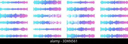 Soundwave graphic with gradient audio frequency lines and equalizer bars. Stock Vector