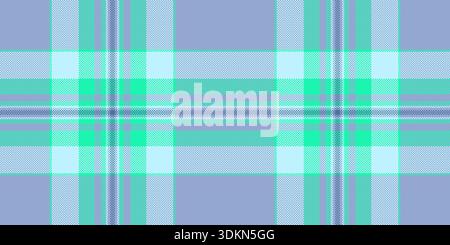 Decorate seamless vector pattern, drapery plaid fabric check. Straight texture tartan textile background in light and teal colors palette. Stock Vector