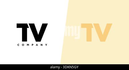Trendy letter T and V, TV logo design template. Minimal monogram initial based logotype for company identity. Stock Vector