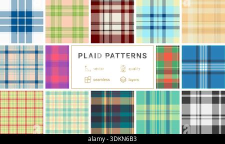 Plaid pack tailored for small seasonal product lines. Ideal for cards, favors, and packaging for Valentines and Womens Day. Vector format simplifies p Stock Vector