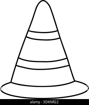 Traffic cone icon with black outline, bold, clean vector lineart suitable for signage, road safety, and branding. Stock Vector