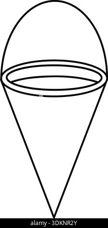 Conical fire bucket with water icon, black outline, bold vector lineart, suitable for firefighting references, safety signage Stock Vector