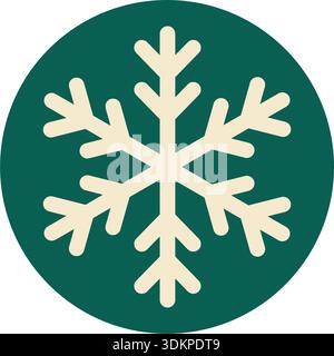Flat Round Snow Flake Holiday Label Stock Vector