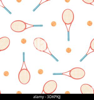 Colorful Flat Tennis Seamless Pattern Stock Vector