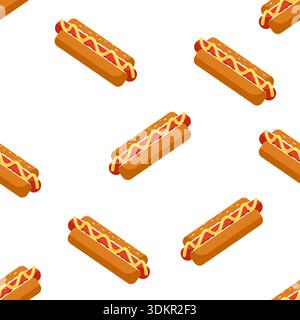 Seamless Hot Dog Fast Food Pattern Stock Vector