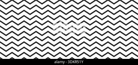 Repeated horizontal zigzag lines. Background with black and white jagged pattern. Parallel serrated stripes texture. Simple geometric print. Vector Stock Vector