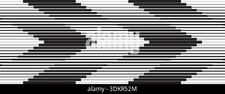 Repeated horizontal black stripes with different thickness. Dynamic parallel lines background. Abstract geometric print with contrast striped texture. Stock Vector