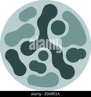 Circular abstract illustration resembling microscopic cells in layered gray shapes Stock Vector