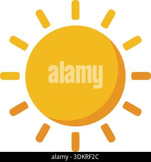 Simple bright sun icon with a round center and short rays in warm yellow tones Stock Vector