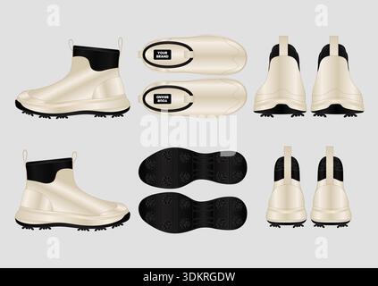 Boots Shoes Design with Modern Style and Clean Silhouette Stock Vector