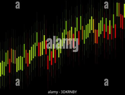 Abstract green red growing financial linear graph chart background. Vector lines tech design Stock Vector