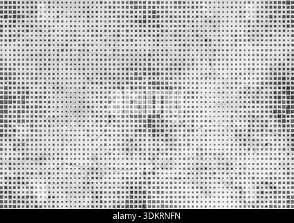 Dark grey small halftone squares dots on abstract grunge texture background. Vector design Stock Vector