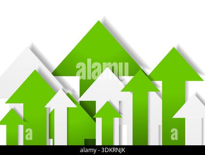 Abstract green and white arrows pointing upward, symbolizing growth, success, and financial progress. Abstract vector background Stock Vector