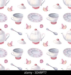 Hand painted watercolor seamless pattern with dried grasses, seed pods ...