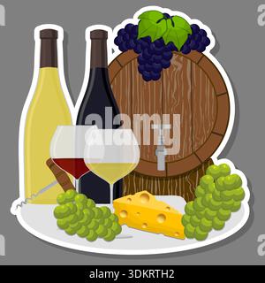 illustration on theme various sweet tasty natural wine Stock Vector