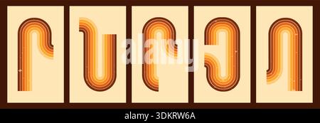 Pack groovy posters with rainbow stripes. Stock Vector