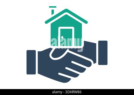 Deal solid icon. Icon related to real estate. Residential elements vector illustration Stock Vector