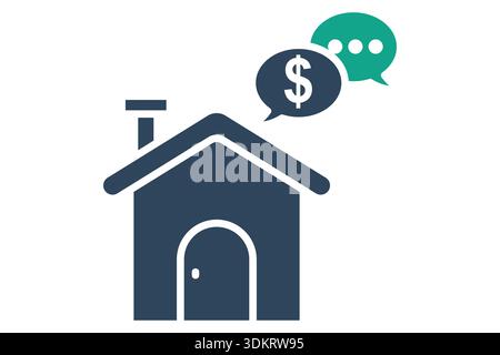 Negotiation solid icon. Icon related to real estate. Residential elements vector illustration Stock Vector