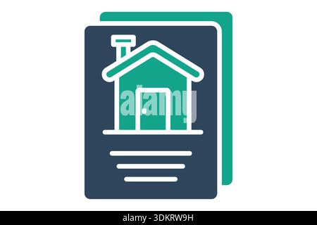 Contract solid icon. Icon related to real estate. Residential elements vector illustration Stock Vector