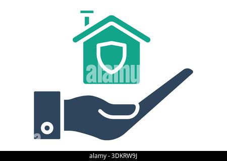 Home insurance solid icon. Icon related to real estate. Residential elements vector illustration Stock Vector