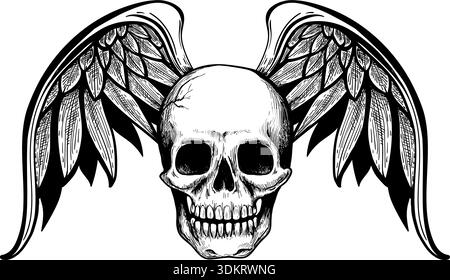 Grim reaper winged skull Stock Vector
