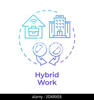 Hybrid work blue gradient concept icon Stock Vector