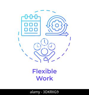 Flexible work blue gradient concept icon Stock Vector