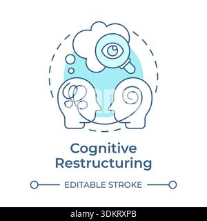 Cognitive restructuring soft blue concept icon Stock Vector