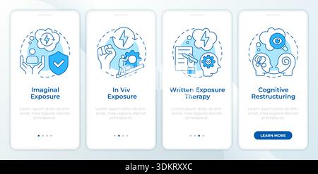 Trauma focused therapy blue onboarding mobile app screen Stock Vector