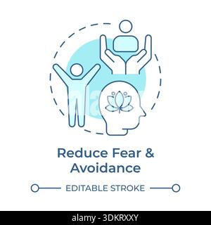 Reduce fear and avoidance soft blue concept icon Stock Vector