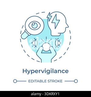 Hypervigilance soft blue concept icon Stock Vector