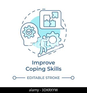 Improve coping skills soft blue concept icon Stock Vector