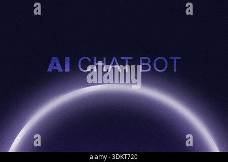 Display of text showing AI chat bot in a modern digital design with dark background Stock Photo