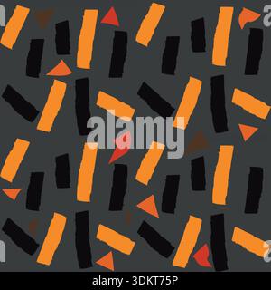 Abstract seamless pattern with hand-painted brush strokes and geometric shapes. Stock Vector