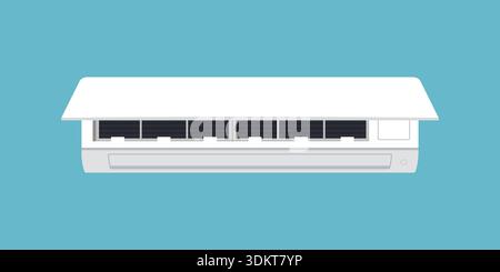 Split AC indoor unit with open panel, air conditioning maintenance and repair, filters replacement, isolated Stock Vector