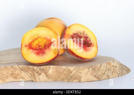 ripe peaches isolated on white Stock Photo