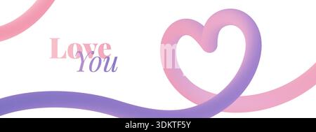 Colorful heart line art featuring dynamic curves and wavy ribbons in pink and red gradients, ideal for Valentines Day posters, wedding graphics, and Stock Vector