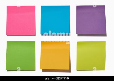 Colorful post it notes on white background Stock Photo