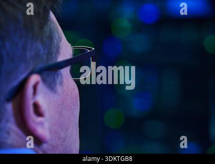 Close-up of man working in data center Stock Photo