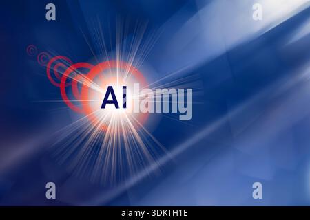 AI symbol superimposed over copyright symbols Stock Photo