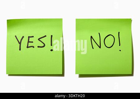Yes and No written on green post it votes Stock Photo